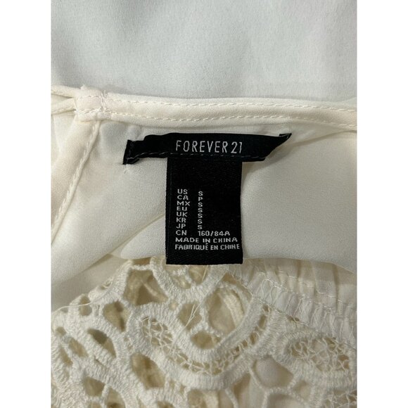 Forever 21 Womens White Sleeveless Top Crochet Lace Detail Boho Size Small - Picture 6 of 10